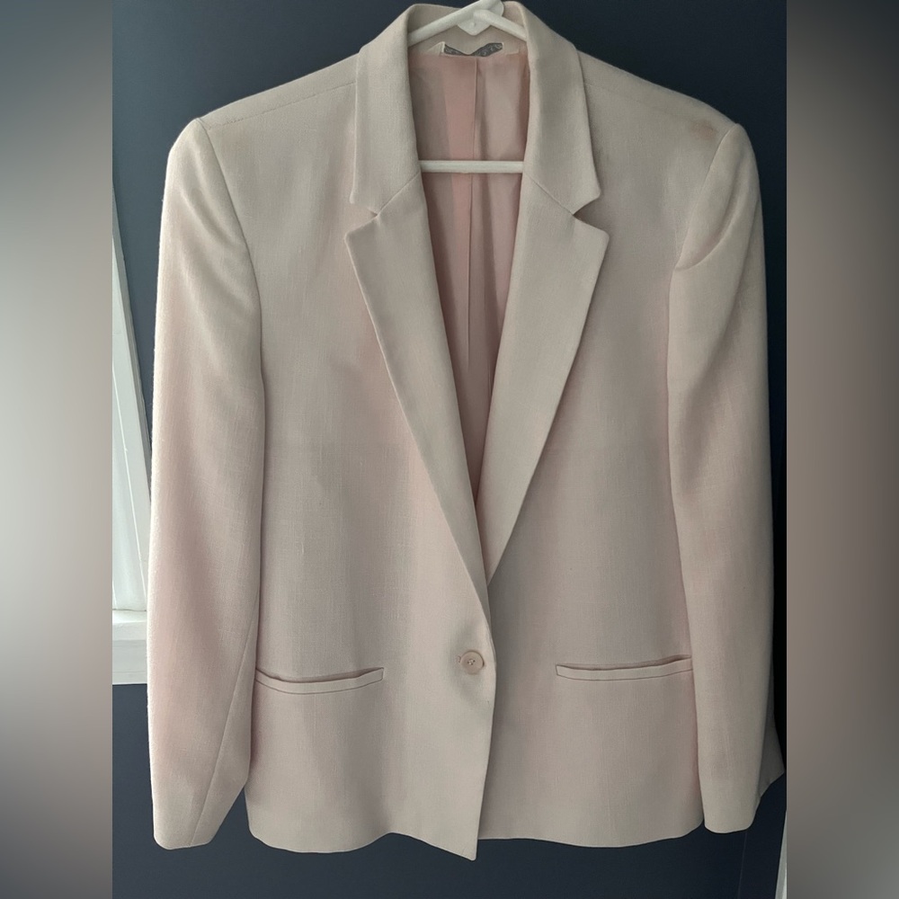 Vintage Hyde Point Elegant Women's Blazer - linen, Light Pink size 8
